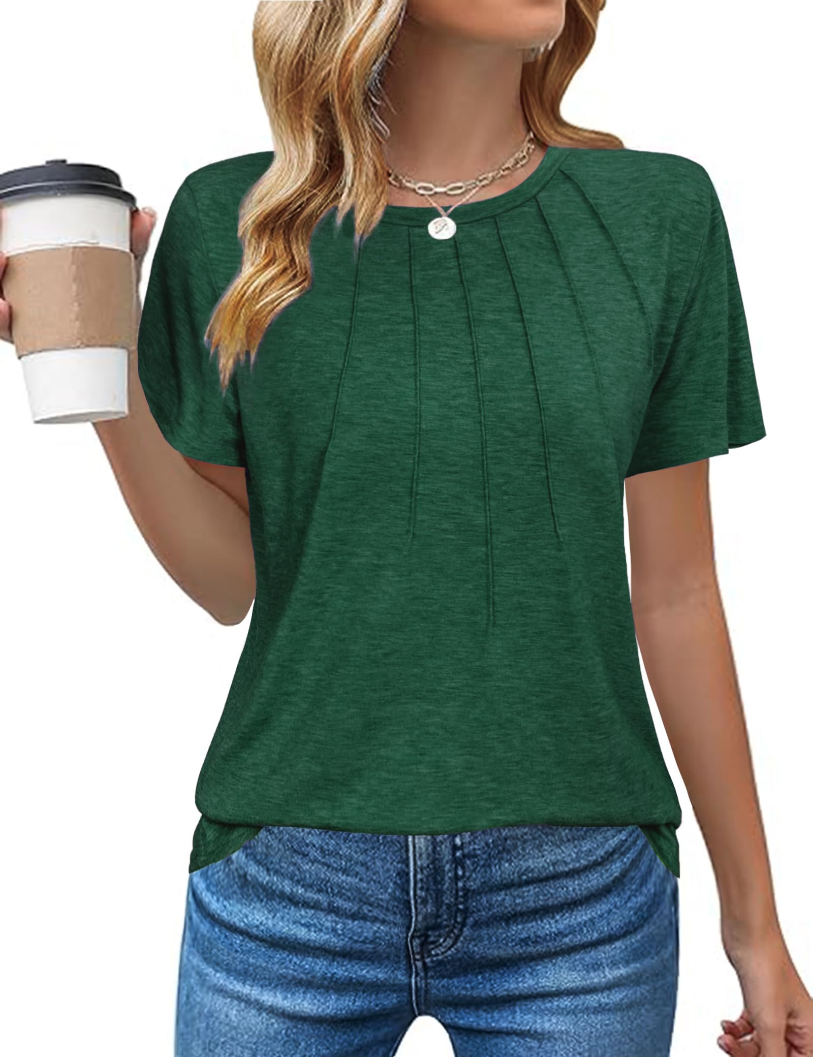 Gyabnw Tshirt Damen Sommer Rundhals Oberteile Elegant Basic Tops Frauen Blusen Kurzarm Damen Baumwolle Lässige Sommershirt