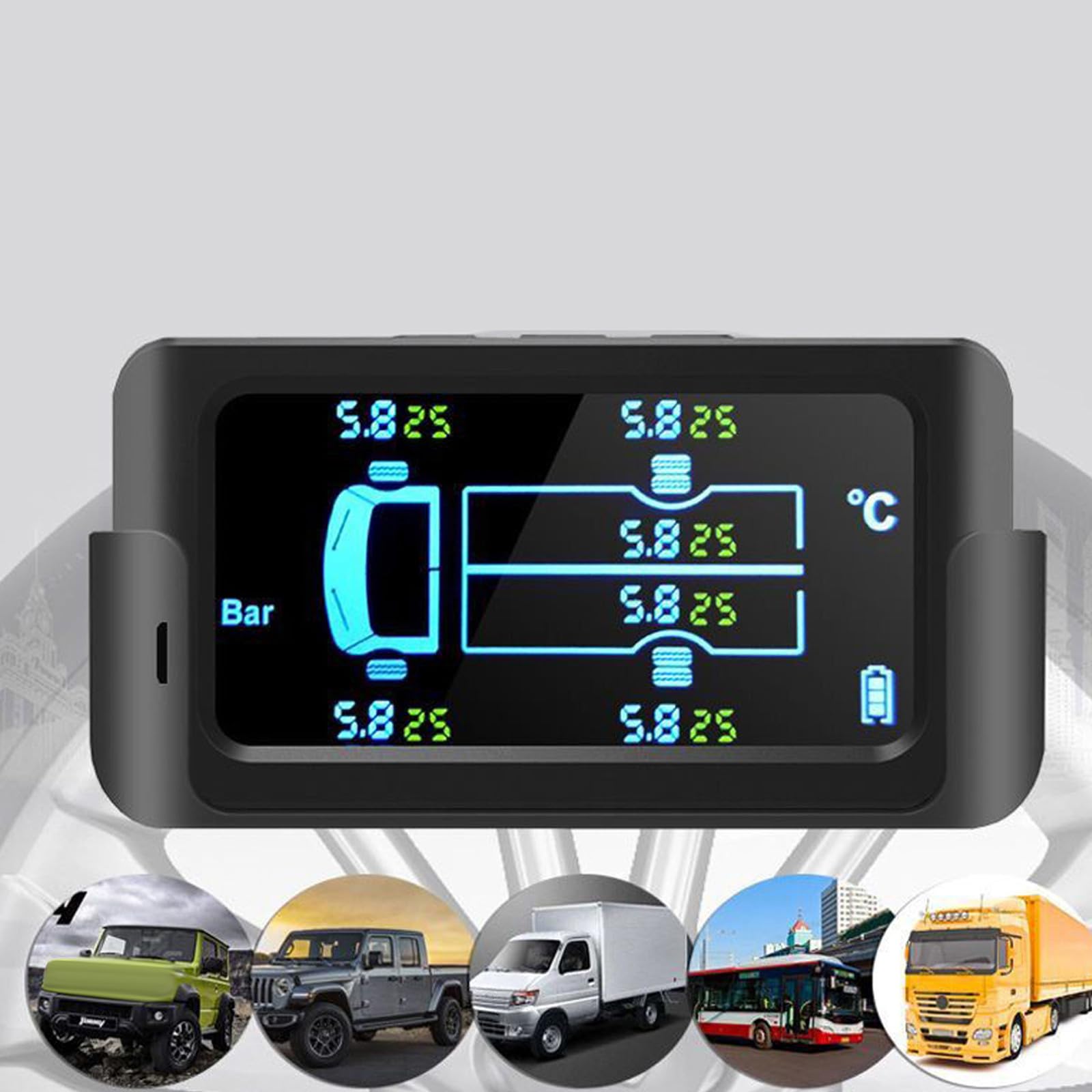 Hemobllo Monitor de Presión de Neumáticos Solar para RV y Autobuses