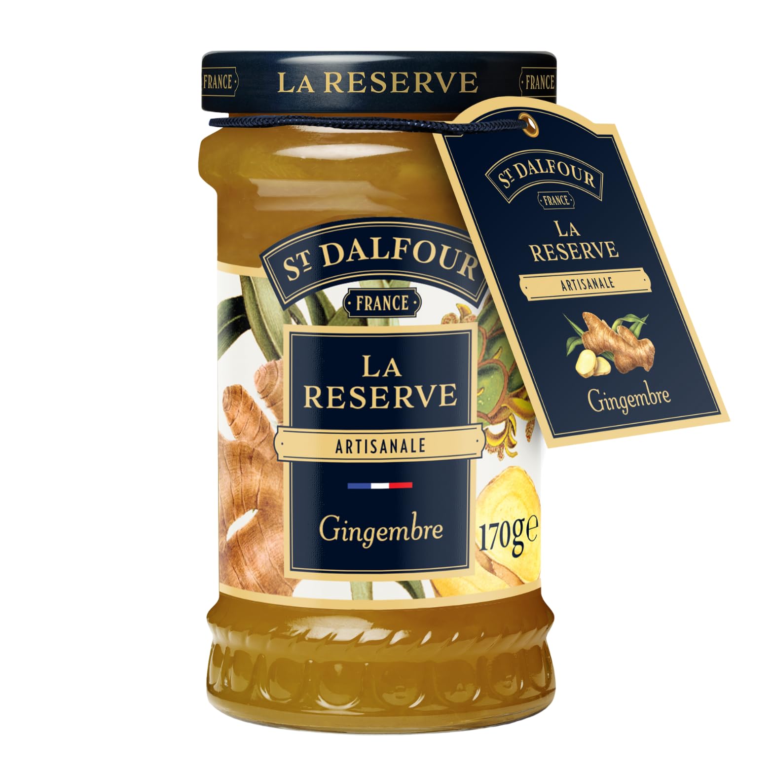 St. Dalfour La Reserve Ginger Fruit Spread – 170g Jar – All Natural, No Added Sugar, French Gourmet Preserve, Vegan & Gluten-Free - For Charcuterie, Chutney Alternative - Bulk Pack 6 x 170g
