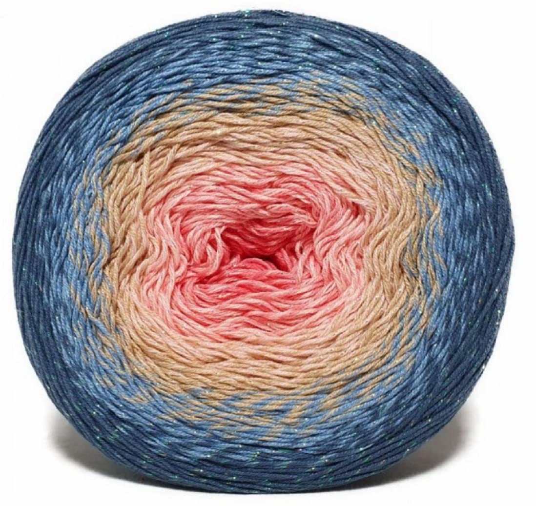 Yarn Art Flowers Moonlight Glitter Cotton, Soft, Rainbow Crochet, Metallic Lurex handknit Shiny, Silvery Cake, Multicolor Cotton, 1 Skein Weight 9.17oz Lenght 393.7 inches, 1 Fine (3262)
