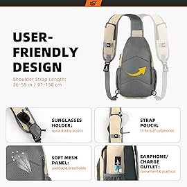 SKYSPER Sling Bag RFID Crossbody Sling Backpack Cross Body Shoulder Bag Travel Hiking Daypack for Women Men(Beige)