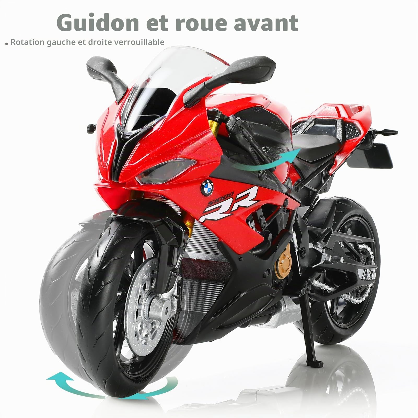 1/12 S1000RR Moto Modèle Jouet Mini Alliage Métal Diecast Blanc - Sport Course Collection Cadeau pour Homme Enfant Garçon