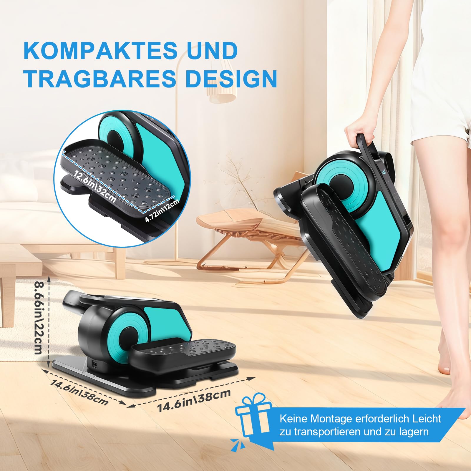 Untertisch Ellipsentrainer, Elektrischer Sitz-Pedaltrainer mit Fernbedienung, Mini Stepper für das Training, Einstellbare Geschwindigkeiten, Beintrainer für Senioren und Erwachsene