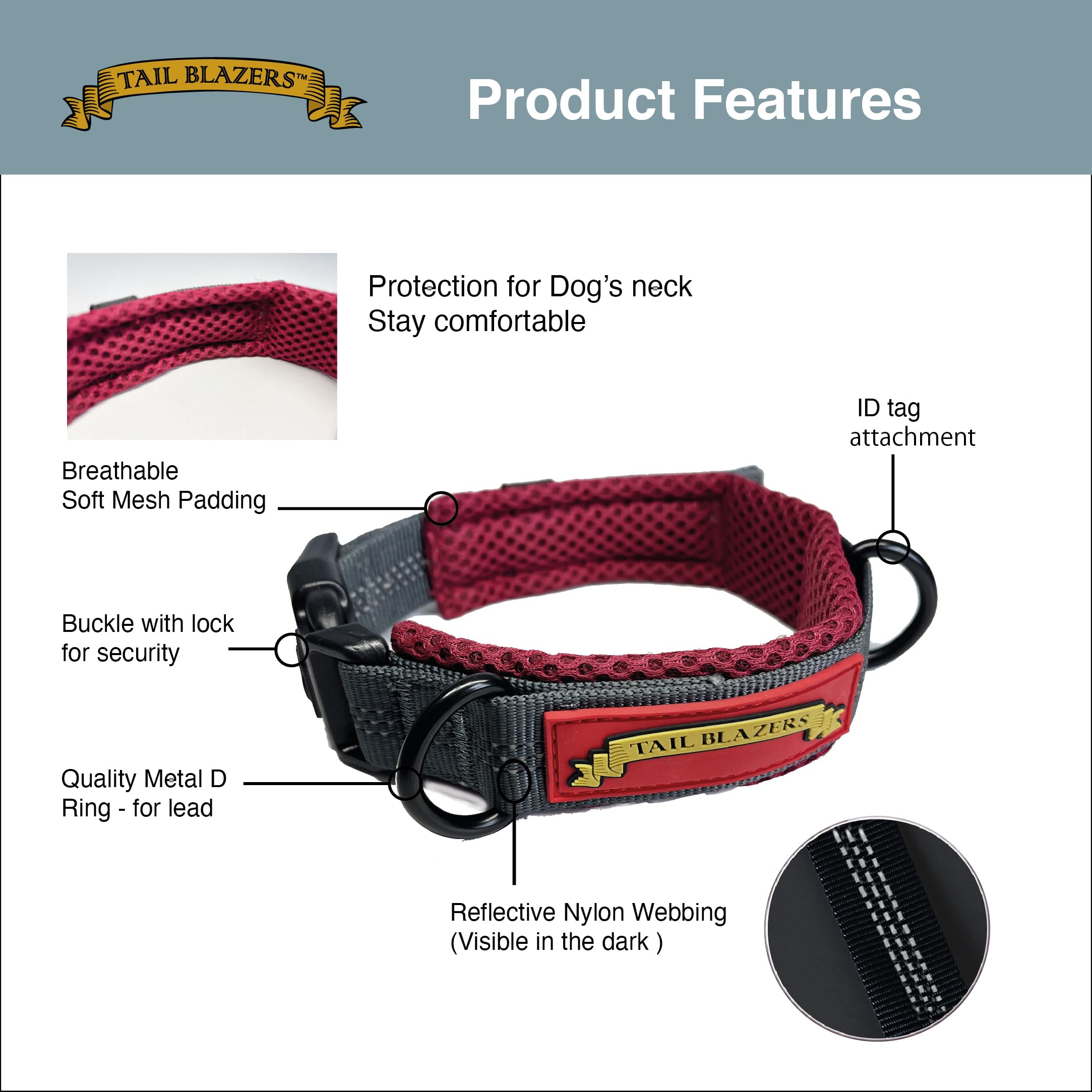 Tail Blazers Adjustable Basic Dog Collar. Light Weight, Durable - Image 2