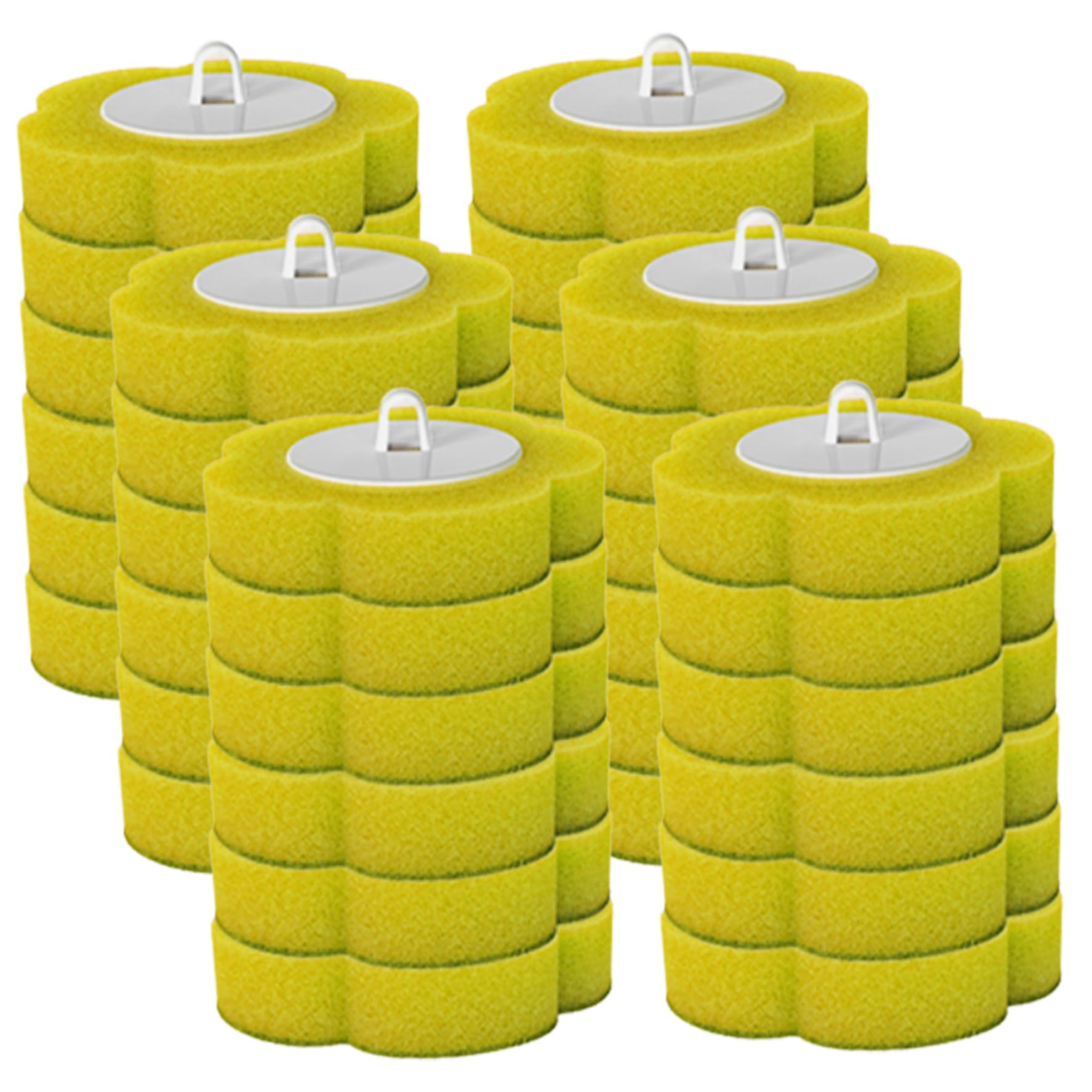 Hoveeluty Yellow Disposable Toilet Brush Refills, 36Pcs Flat-Shape Portable Toilet Brush Heads, Sponge Toilet Cleaner Refill Pads