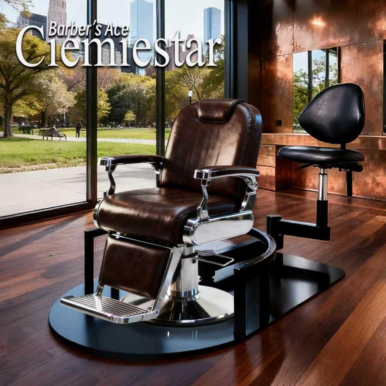 Professioneller 360° drehbarer Friseurstuhl, Drehstuhl für Friseursalon, Techniker, Sitz kann angehoben und angepasst werden, modernes Design, schwarzes Aussehen