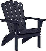 Vista 8 de Silla Adirondack Plegable de HDPE, Silla de Patio Resistente a la Intemperie con Reposabrazos Anchos y Respaldo Alto, Silla para Hoguera para Marrón