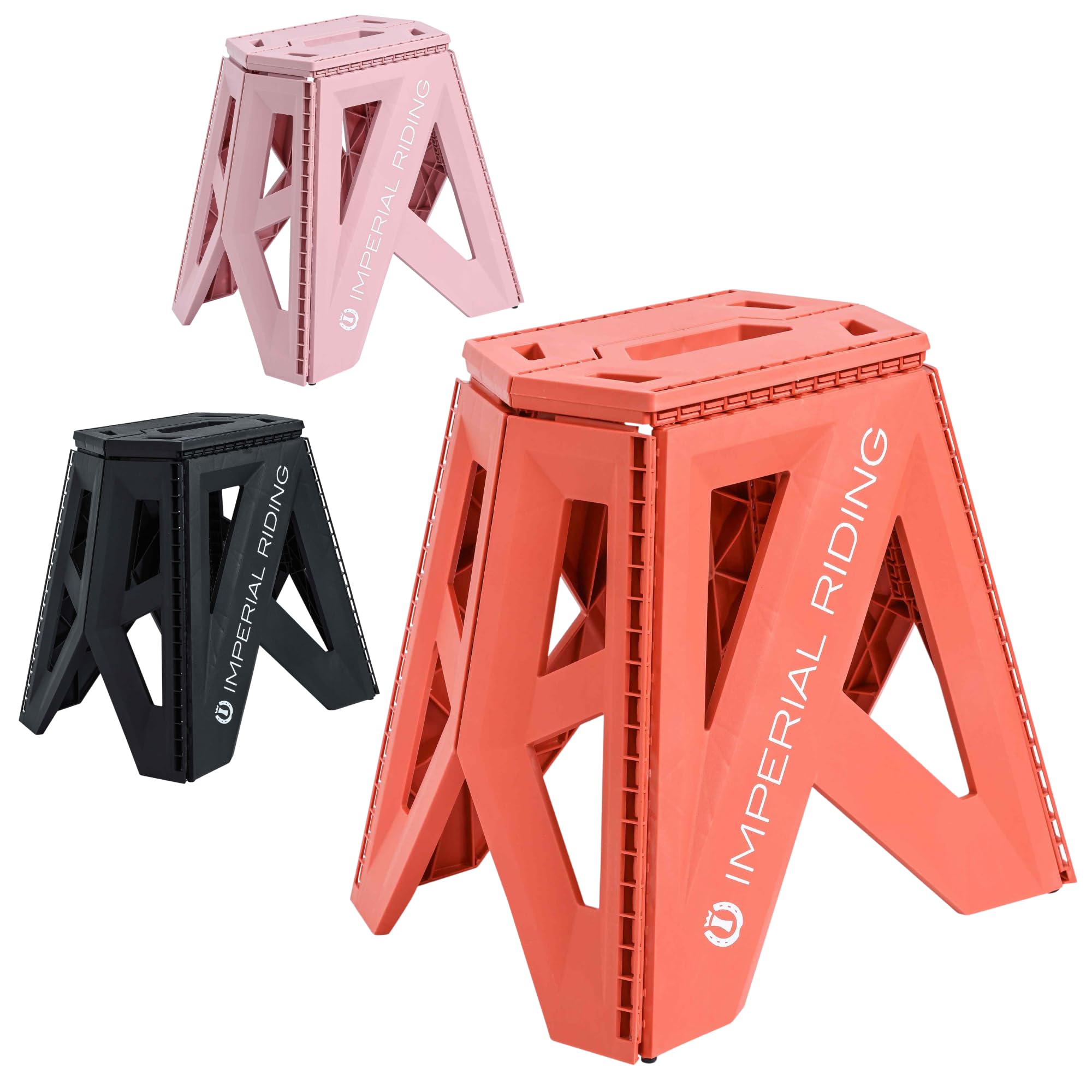 Imperial Riding Step IRH Sky High Folding Stool, Step Stool, Folding Stool, Easy Storage, Load Capacity 90 kg, Made of 65% Recycled Material, Pink