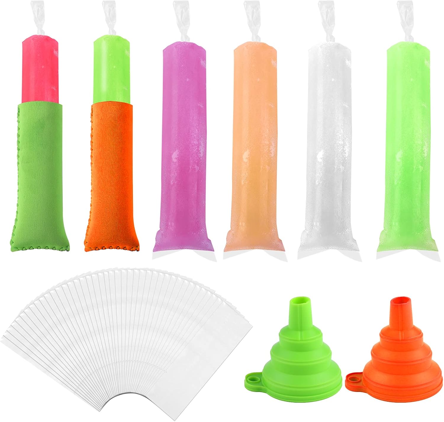 Ruisita 200 Pack Popsicle Bags Plastic Freeze Ice Pop Bags