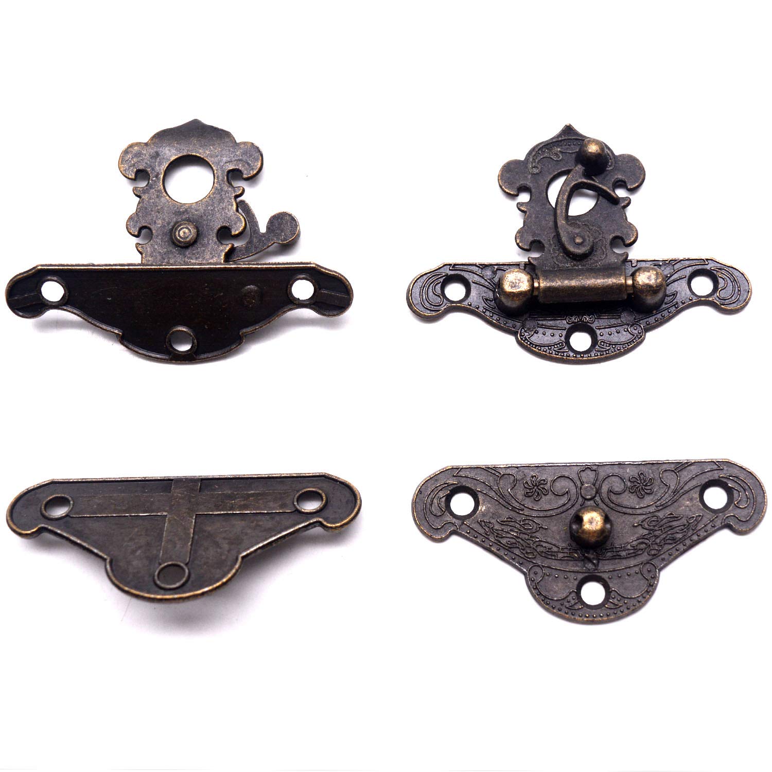 Karcy Hasp Locking Buckle for Cabinet Gift Box Lock Buckle Latch Hook Clasp with Screws 1.9"x1.5" Bronze Zinc Alloy Set of 5 1