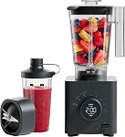 Chefman Obliterator Mixeur de Comptoir de 48 oz pour Smoothies, Moteur de 1380W pour Écraser Glace, Noix et Fruits Gelés avec Lame en Acier Inoxydable, Fonction Auto Blend, Comprend un Pot de Voyage de 20 oz - Minuit