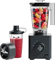 Vista 13 de Chefman Obliterator - Batidora de encimera de 48 onzas para batidos, motor de 1380 W para triturar hielo, nueces y frutas congeladas con hoja