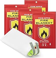 TIME APPIS 4-Pack 40x40" Fire Blankets - Heavy Duty Fiberglass Emergency Fireproof Blankets for Kitchen, Home, BBQ, Camping with Reflective Strips