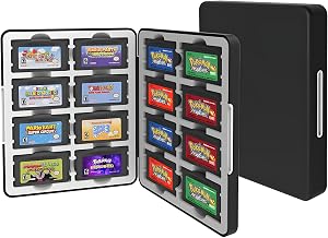 QUBAMG GBA Game Case Compatible with Game Boy Advance, Holds 16 GBA Game Cartridges, Silicone Slots with Magnetic Closure, Portable Travel Organizer Storage Box for GBA Collectors