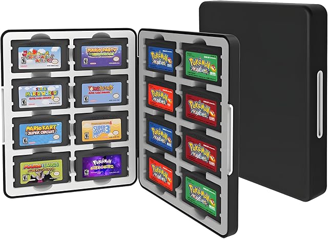 QUBAMG GBA Cas de jeu compatible avec le jeu Boy Advance, tient 16 GBA Cartouches de jeu, Slots de silicone avec fermeture magnétique, Portable Travel Organizer Boîte de rangement pour GBA Collecteurs
