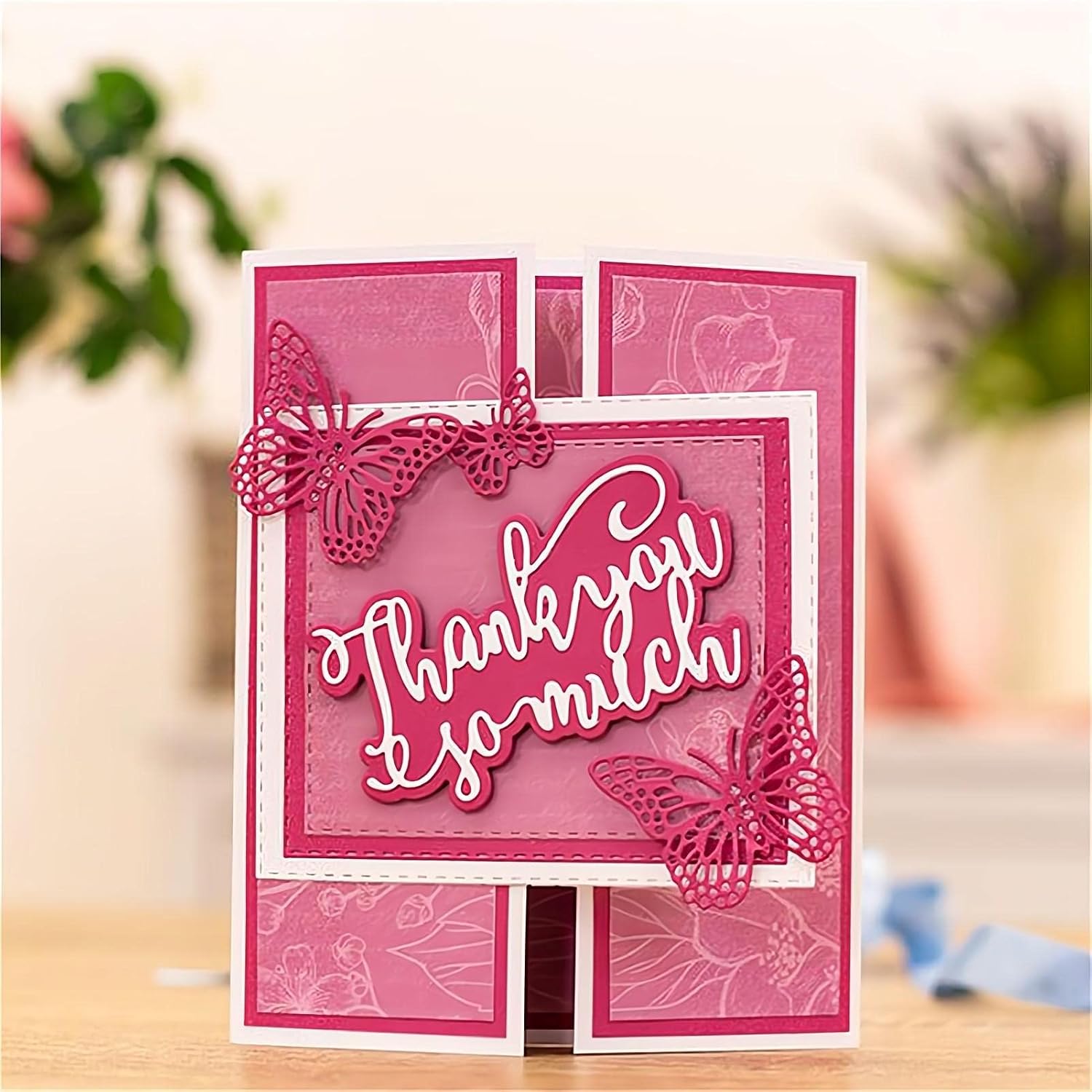 Briartw Thank You so Much Cutting Dies,Words Phrases Shadow Sentiment Die-Cutter for Card Making,DIY Alphabet Letters Scrapbooking Paper Crafts Embossing Stencil Photo Album Crafts Tool Decoraion