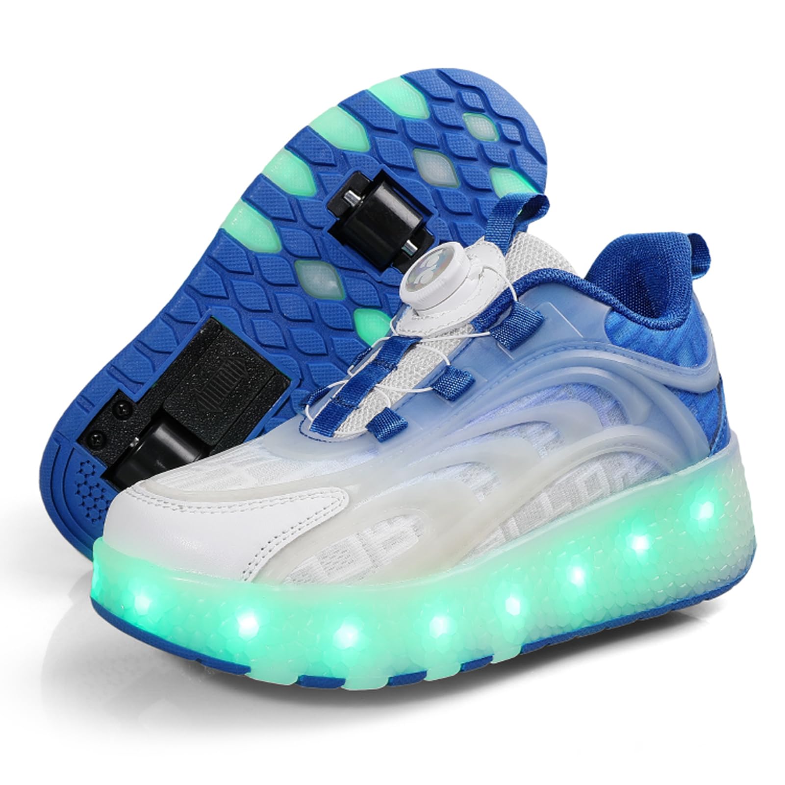 Chaussures à roulettes LED pour enfant baskets rétractables taille 41 en noir moderne