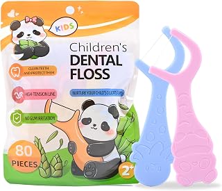 Zahnseide-Sticks für Kinder, 80 Stk, Tiergriffe