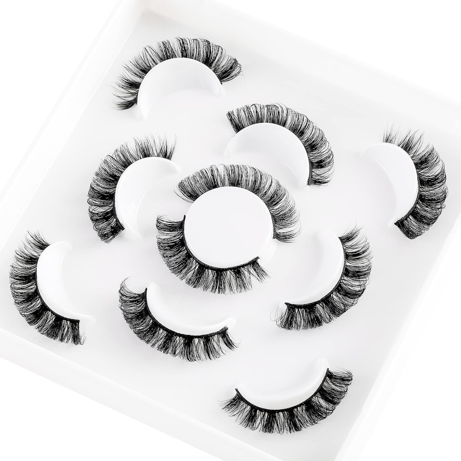 False Eyelashes Russian Strip Lashes D/DD Curl Wispy Fluffy Mink Eye Lashes Natural Faux Cat EyeLashes Pack Reusable Fake Lashes Extension 5 Pairs (HD-C3)