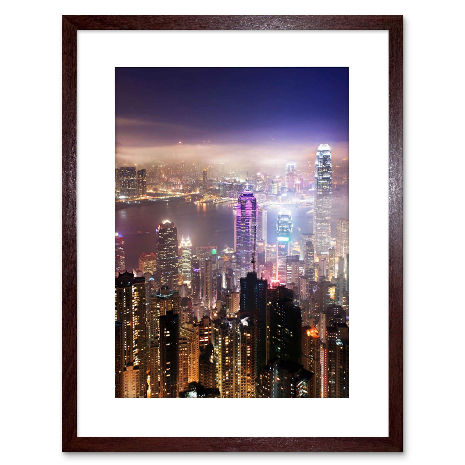 Wee Blue Coo Photo Hong Kong Night Cityscape Lights Framed Wall Art Print