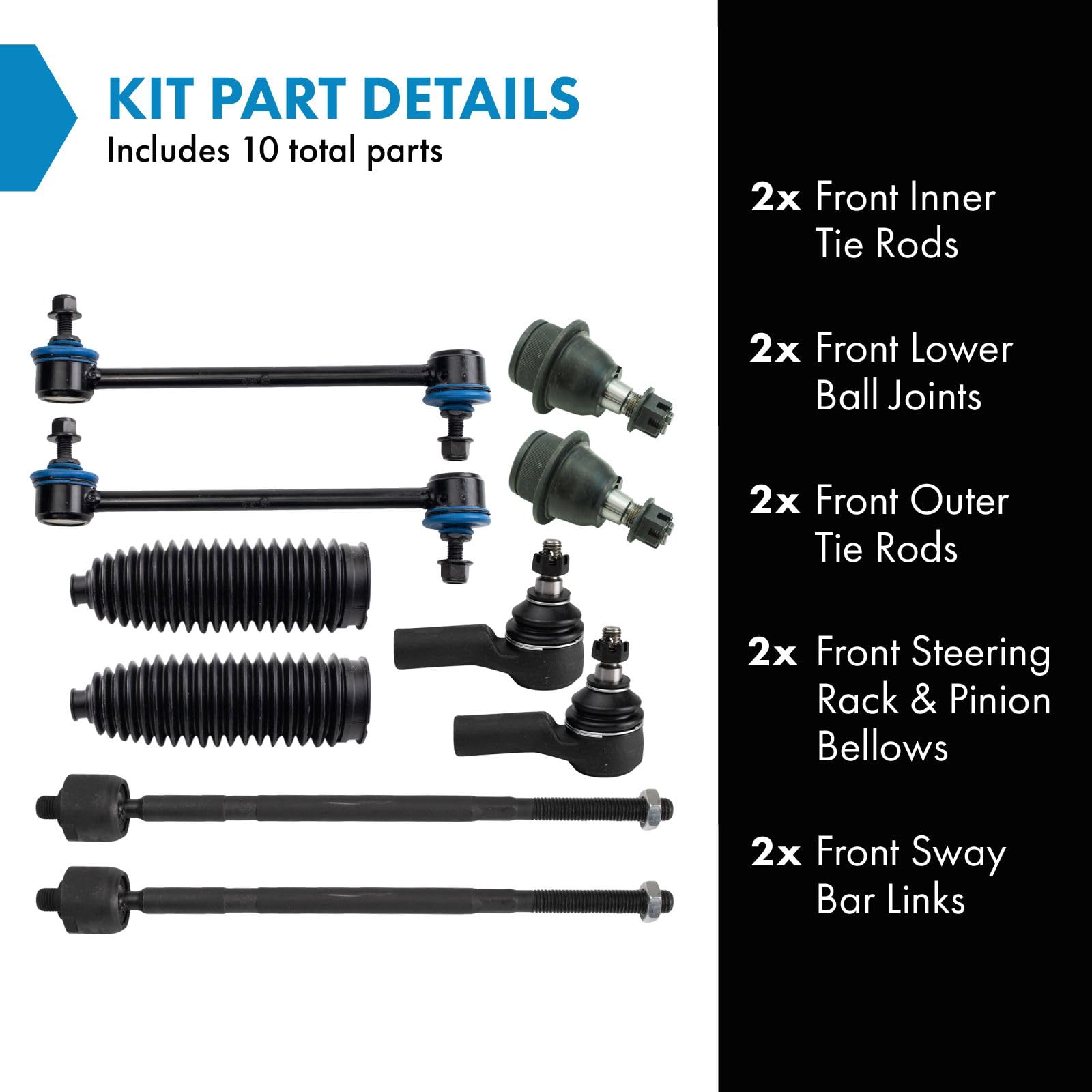 Front Steering & Suspension Kit - Ball Joints & Tie Rod Ends For Lexus IS300 (2002-2005)