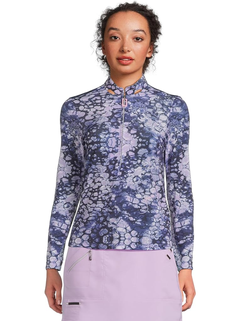 Brown Jamie Sadock Bubbles Print Long Sleeve Sunsense Top