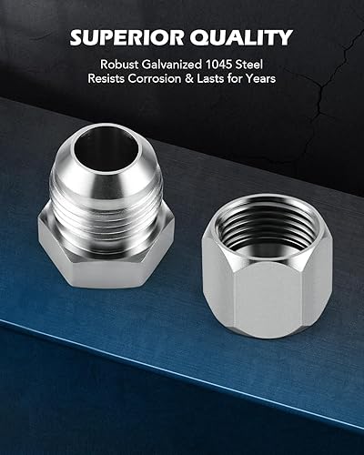 Vista 4 de ZELCAN JIC y ORFS - Kit de tapón hidráulico industrial y tapón de manguera y tubo de tubería con acero galvanizado 45# y roscado de precisión