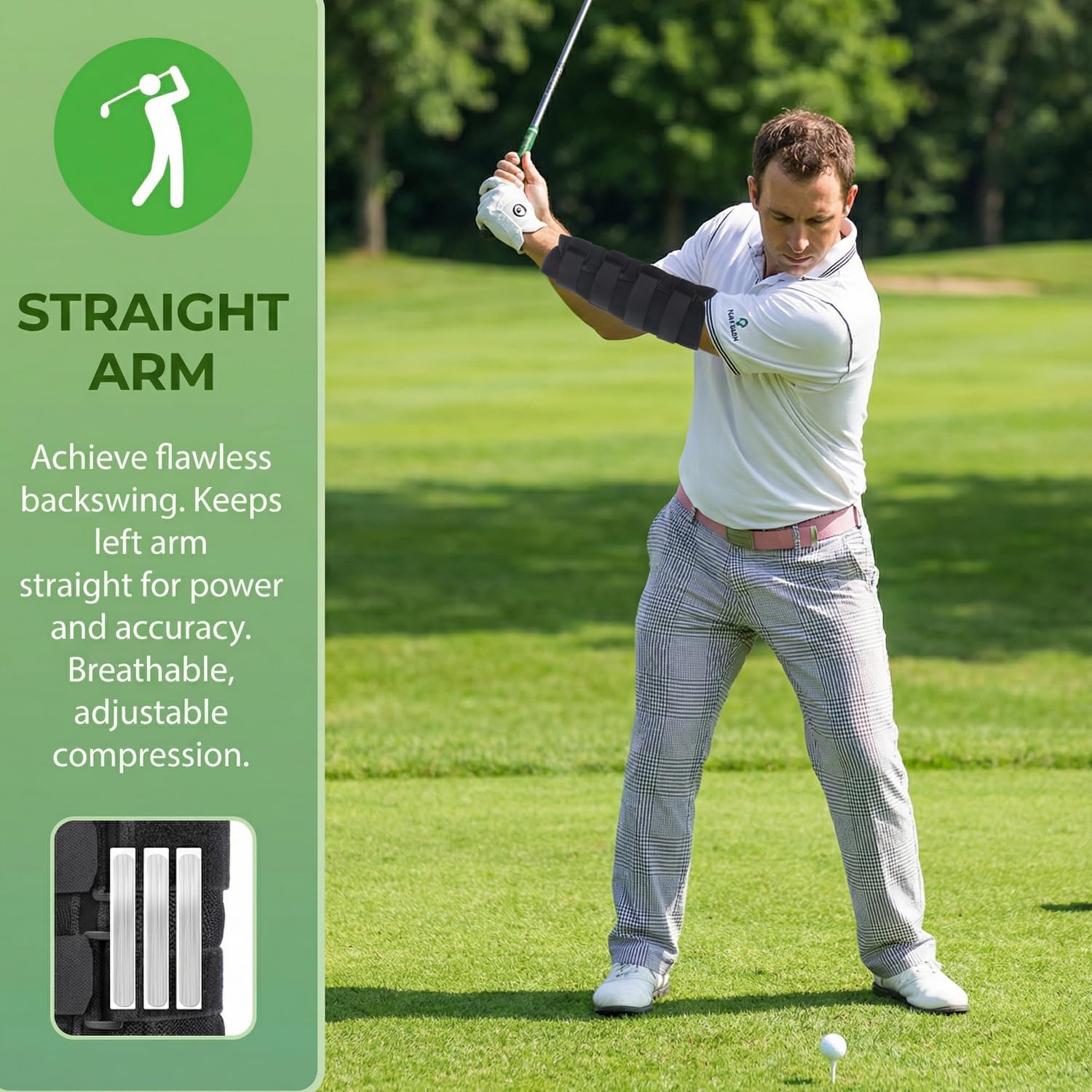WIGERLON Straight Arm Golf Swing Trainer,Golf Swing Training Elbow Brace for Amend Chicken Wings and Correction Brace of Golf Swing