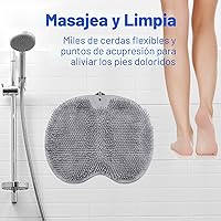 Vista 6 de Tapete de Limpieza de Pies para Ducha, Limpiador de Espalda Montado en la Pared, Almohadilla Exfoliante para Baño, Copas de Succión
