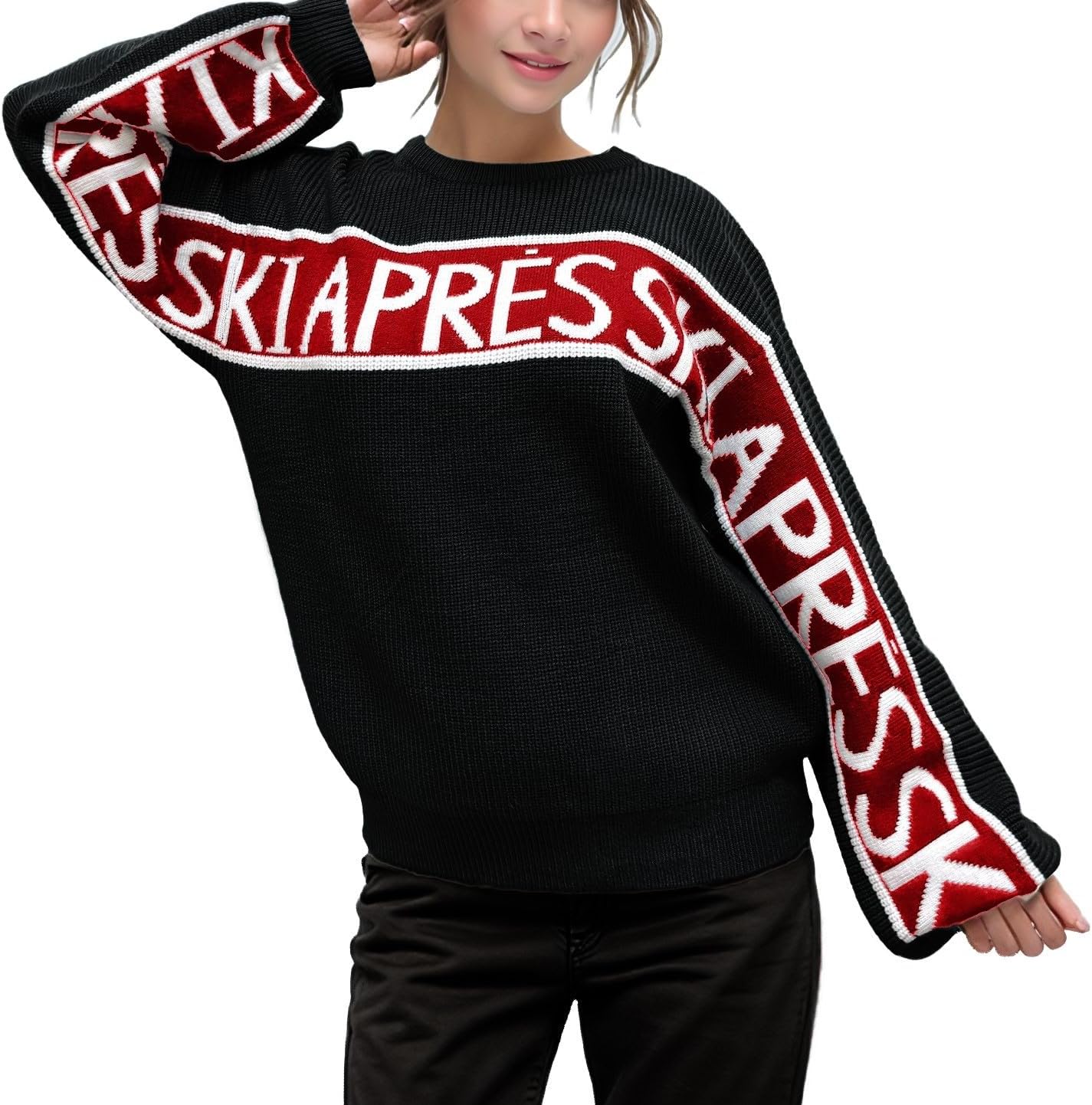 Sweaters for Women Trendy Crewneck Long Sleeve Apres Ski Sweater Tops 2025 Chunky Pullovers - Image 3