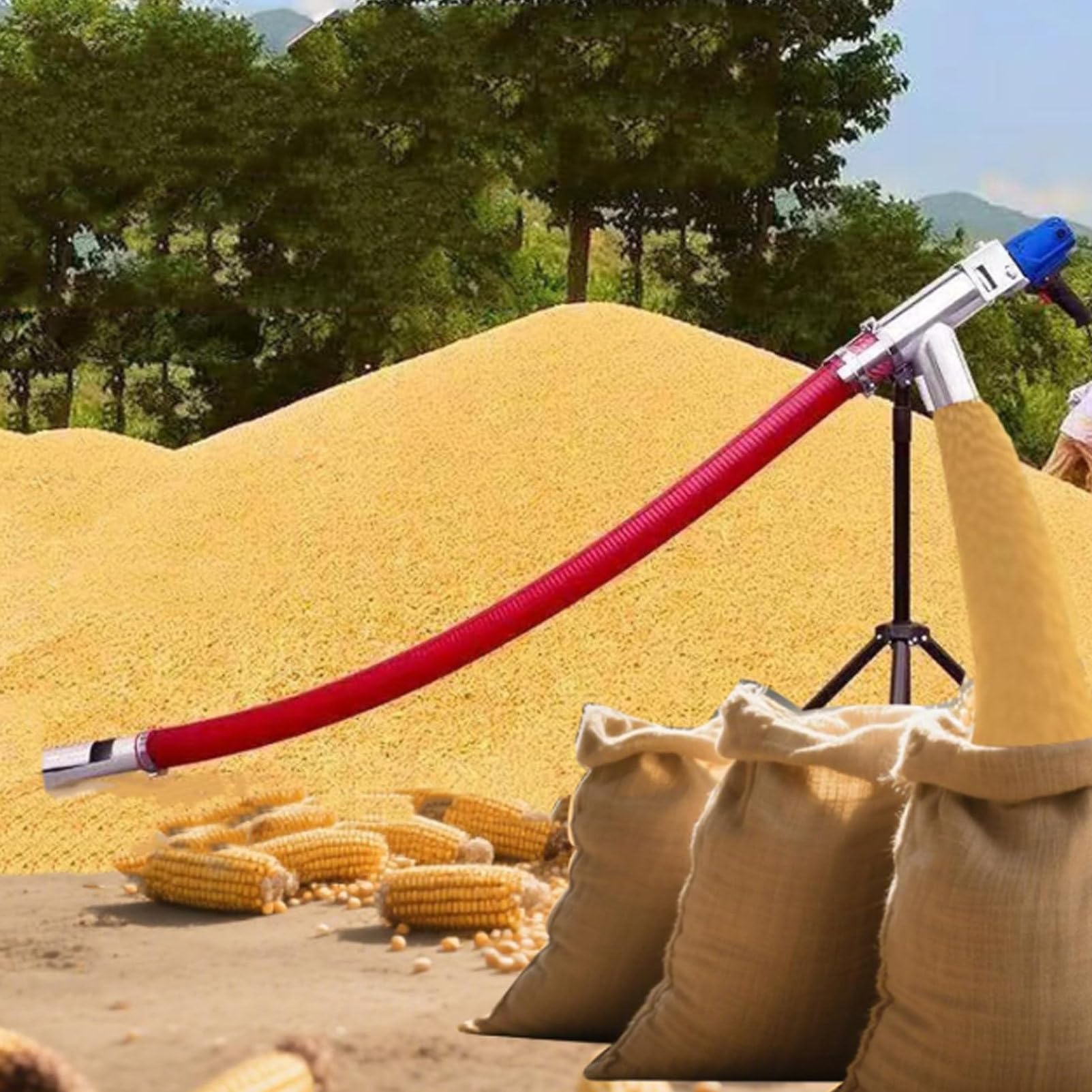 Sinfín de Grano de Alta Resistencia de 1500 W, máquina de succión portátil, transportador de Tornillo Industrial para Limpieza de Grano, Cemento, Arena y Polvo, Incluye Manguera de 1,5 m.