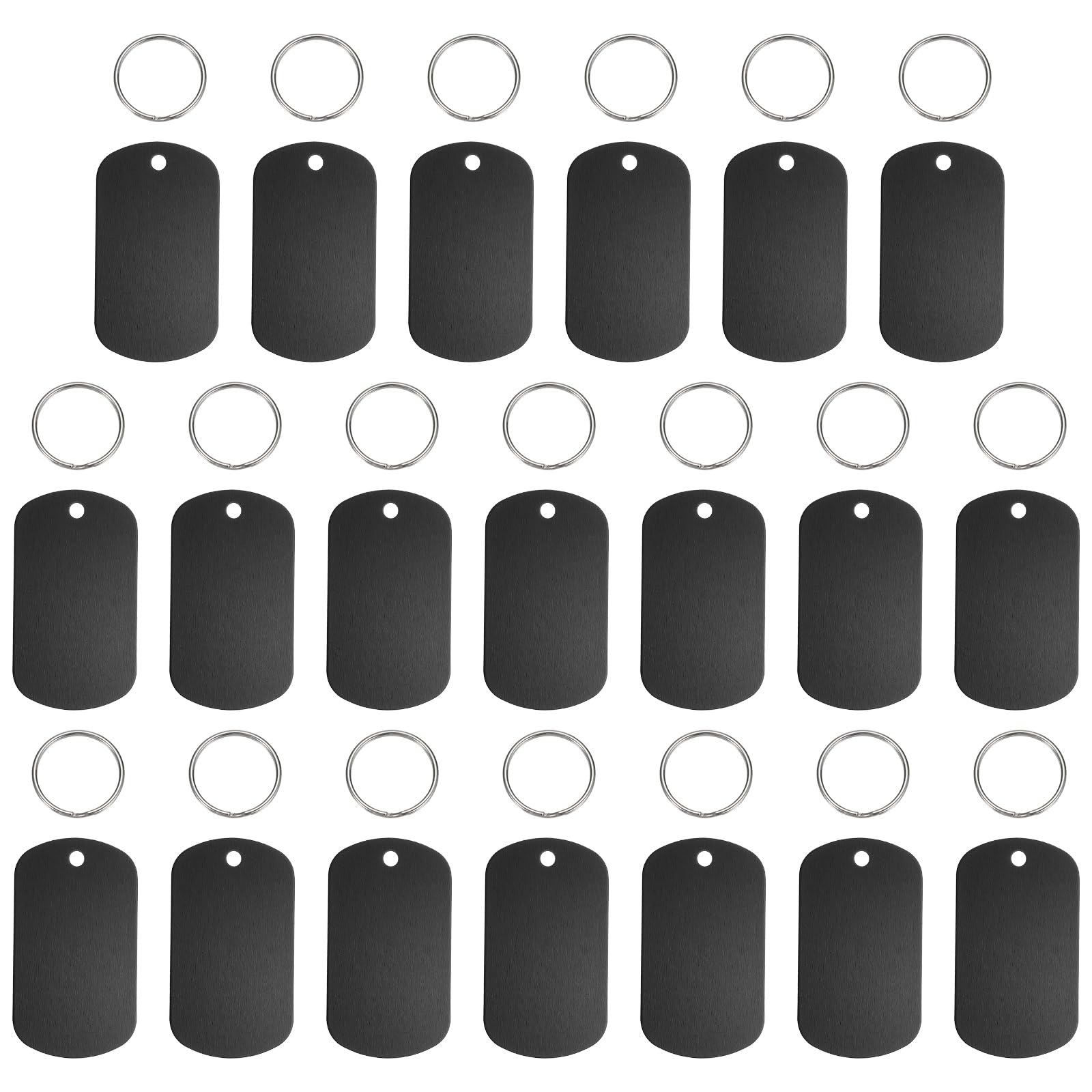 sourcing map Pet ID Tags, Personalized Dog Cat Tag Stainless Steel Aluminum Rectangle Engraved Blank with Key Ring 50 x 29mm, (Black, 20 Pcs), Intended for Dog/Cat/Name/Pendant Crafts