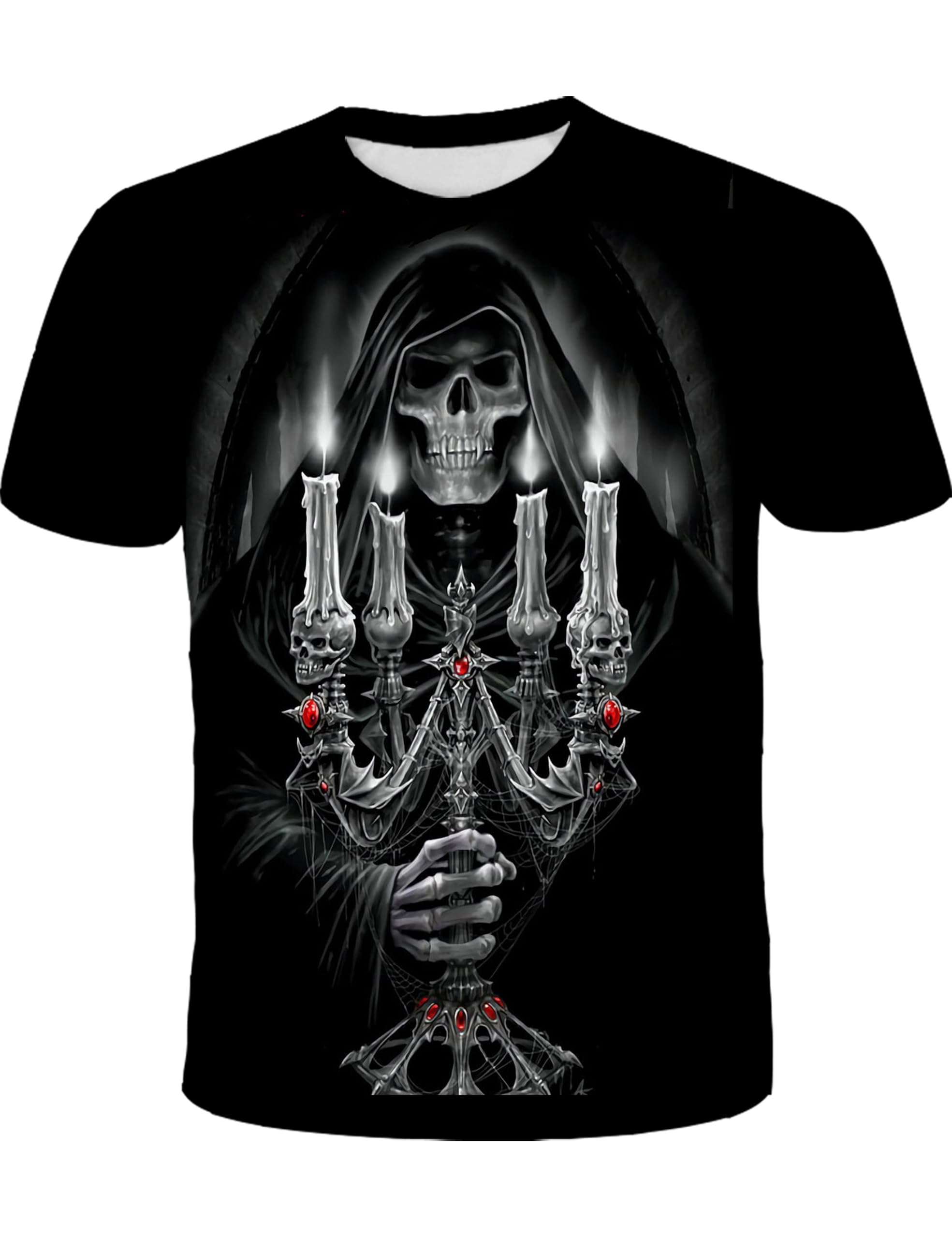 Wuiliy Unisex 3D Skull Pattern T Shirt Casual Printed Short Sleeve Graphic Tee