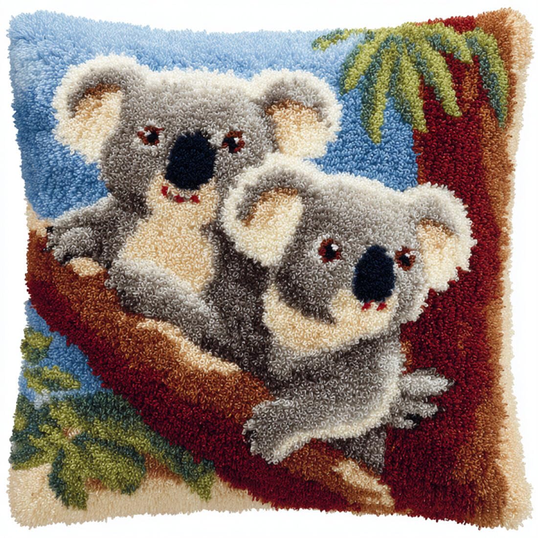 Kitquiver Animal Latch Hook Kits for Adults Cartoon Koala Latch Hook Kit Pillow DIY Rug Crochet Hook Cushion Making Kits with Preprinted Pattern Canvas 17x17In