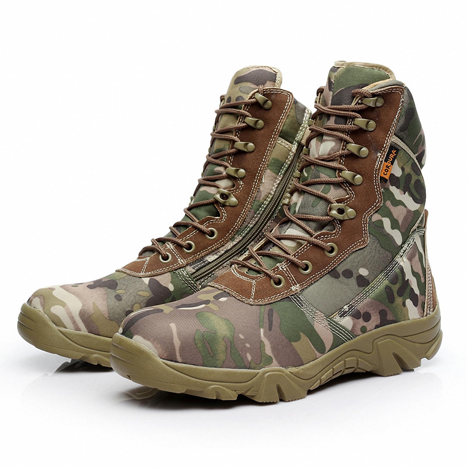 Men Military Tactical Boots Backpacking Outdoor Hiking Camping Climbing Trekking Camouflage Ankle Boot Army Shoes Combat Waterproof Side Zipper