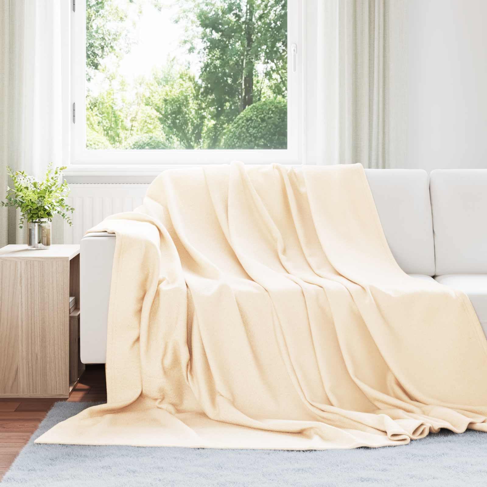 Juego de 6 mantas, color crema, 270 x 240 cm, forro polar