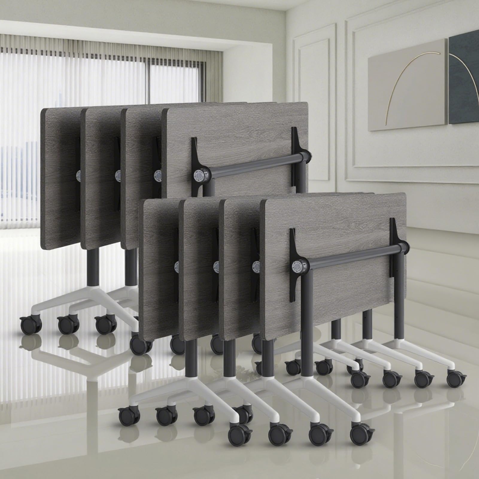 Folding Conference Room Tables Seminar Conference Table Modern Flip Top Training Meeting Tables Conference Room Table with Wheels