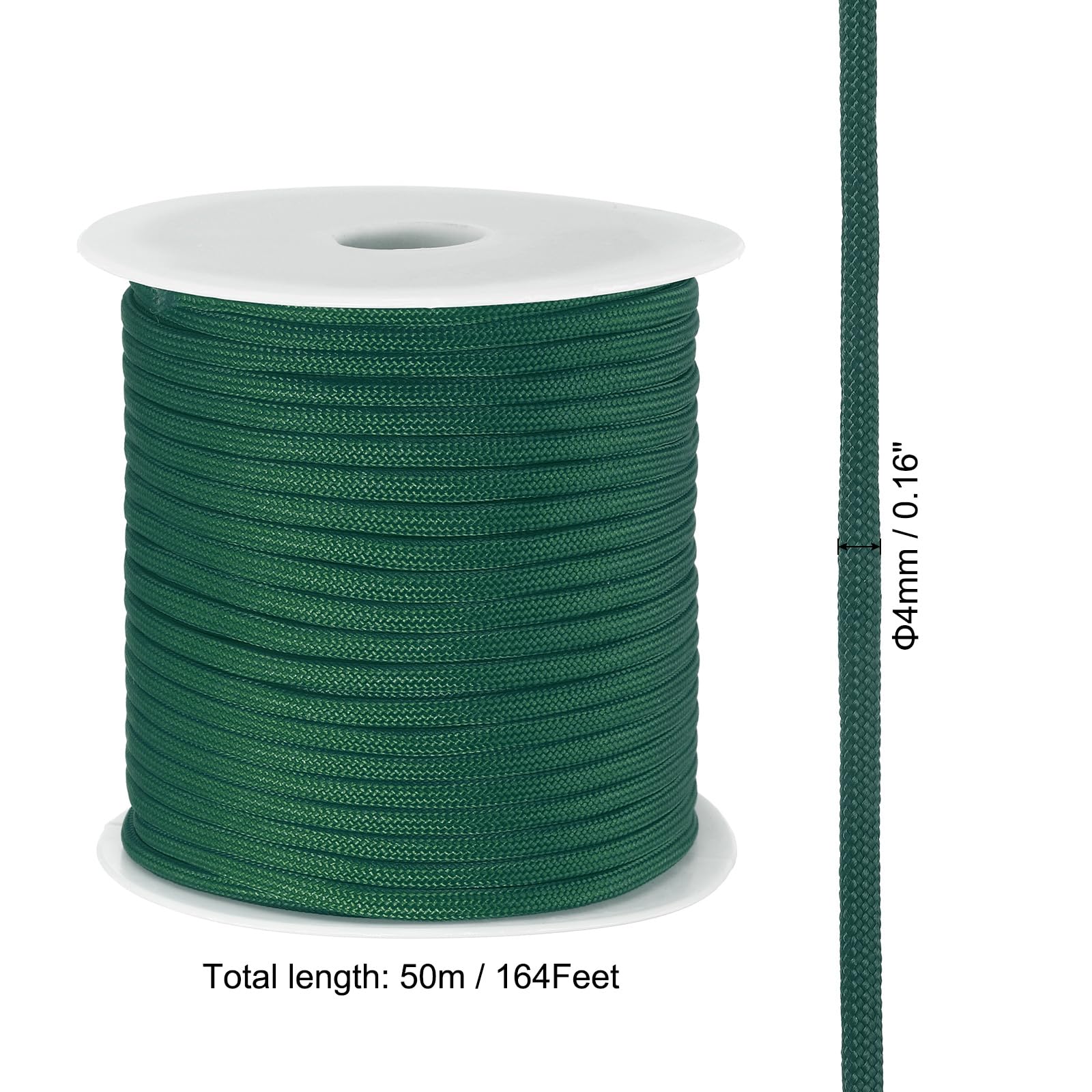 PATIKIL 164FT 550 Paracord, 7 Strand Parachutes Cord Spool 4mm Survival Strong Rope String for Camping Hiking Fishing Dark Green - Image 2