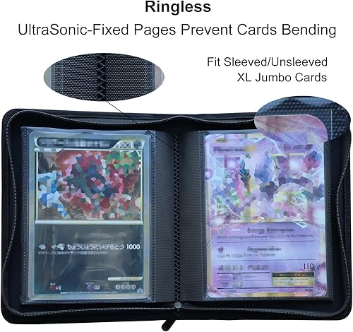 Miniatura 10 de Rayvol Carpeta de tarjetas jumbo tamaño L, se adapta a tarjetas jumbo de 80 litros, incluye 80 fundas de centavo L de tamaño, carpeta de tarjetas