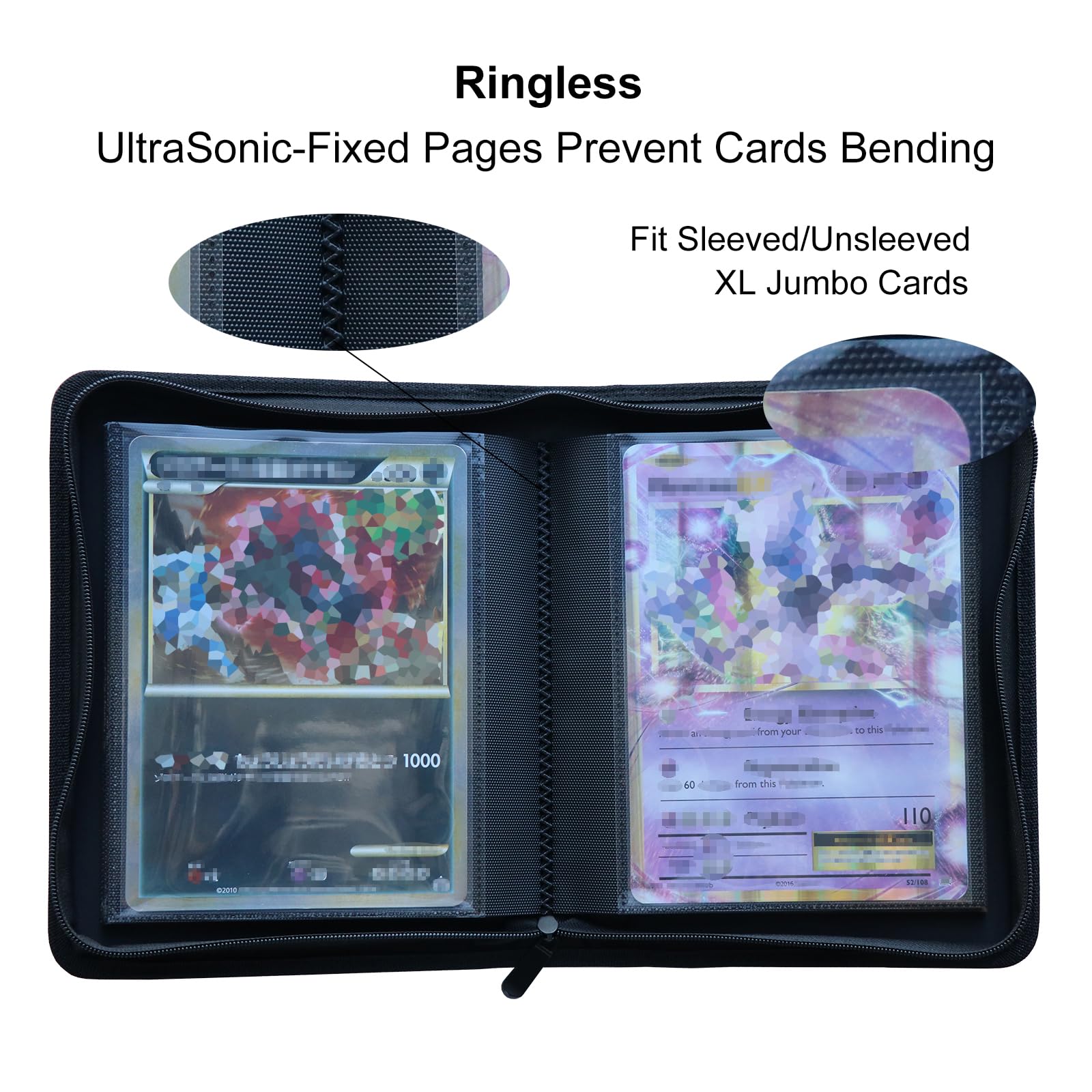 Jumbo Card Binder Size XL, Fits 80 XL Jumbo Cards -Includes 80 Sized XL  Penny Sleeves, Ringless Jumbo Card Binder For Oversized Cards 5.7 7.9 Inch
