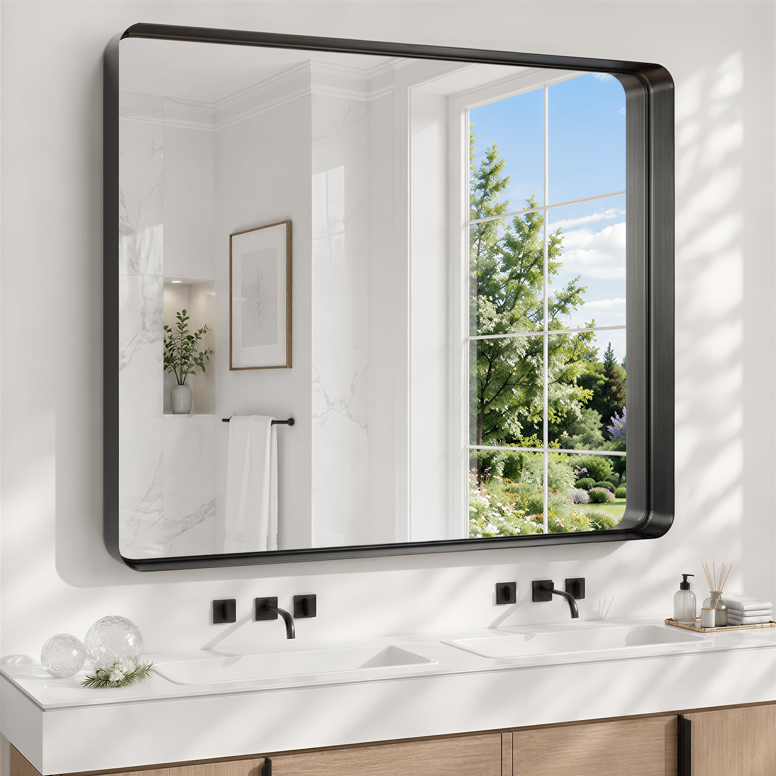Photo 1 of Wissmiels 40x48 Inch Black Bathroom Mirror