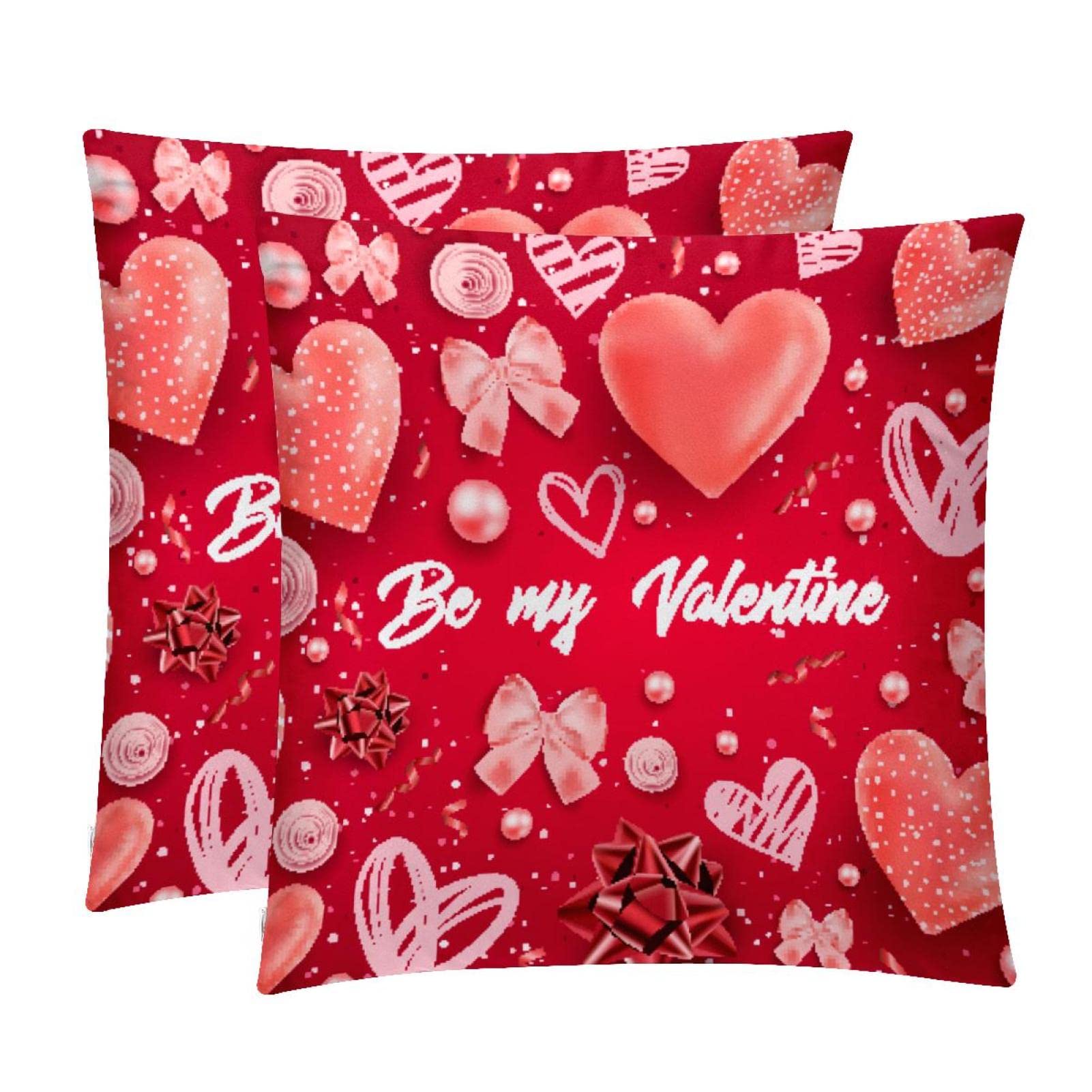 Set di 2 federe per cuscini per San Valentino, motivo floreale