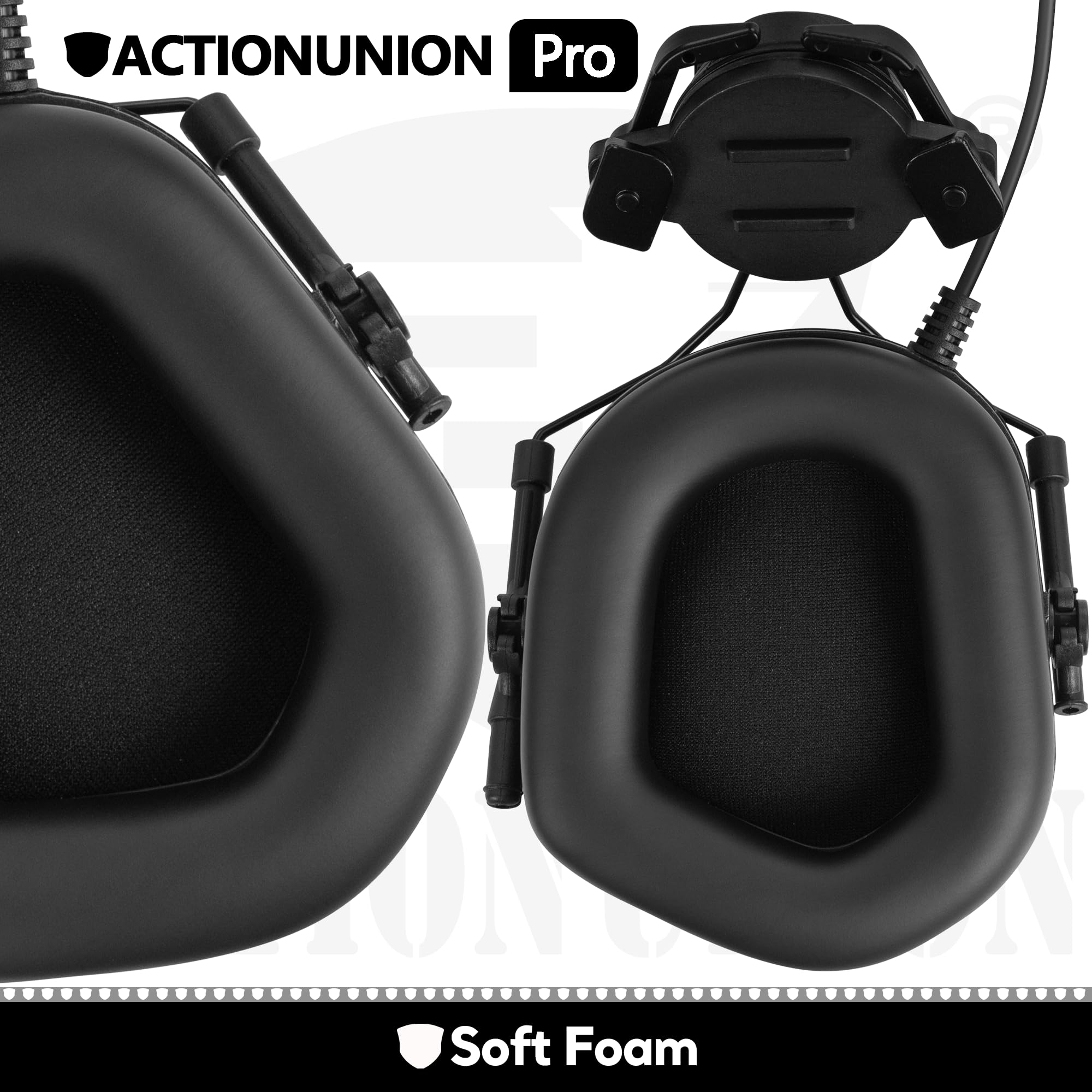 ACTIONUNION Auriculares tácticos Pro con cancelación activa de ruido para casco Airsoft Fast (negro)