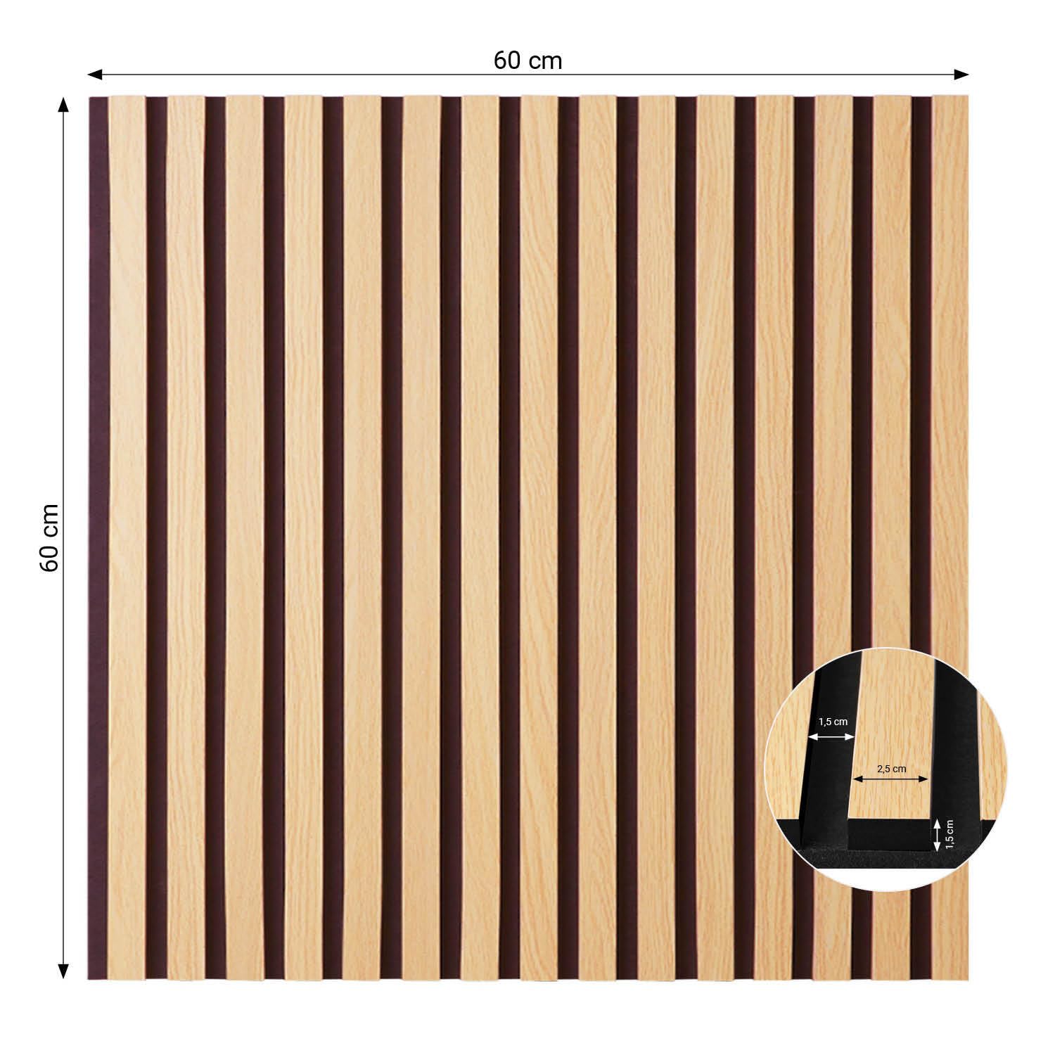 Homestyle4u 2655, panele akustyczne drewno 60 x 60 cm 2 panele ścienne okładziny ścienne akustyczne panele ścienne panele dekoracyjne