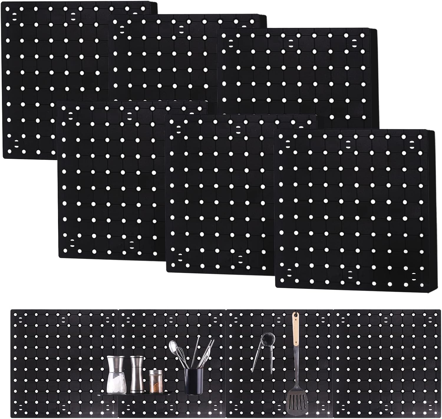 FMOACEN 6 Pcs Pegboard Wall Organizer Black Mount Display
