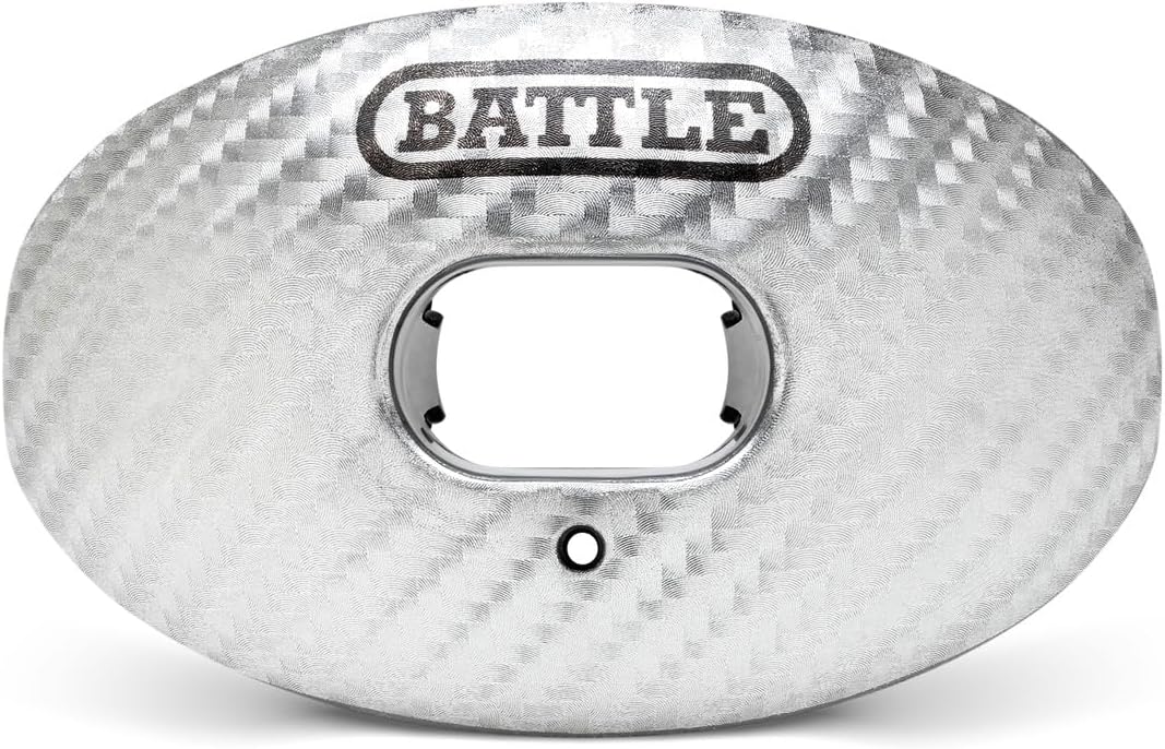 Battle Sports Carbon Oxygen Football Mouthguard - with a Convertible Strap, Superior Airflow & Better Performance, Maximum Protection & Breathability Football Mouthpiece, Works with Braces - Black