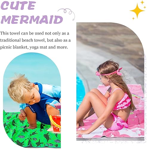 Miniatura 3 de Toallas de playa de microfibra para niños y niñas, ligeras, finas, súper suaves, compactas, absorbentes, de secado rápido, para piscina, natación,