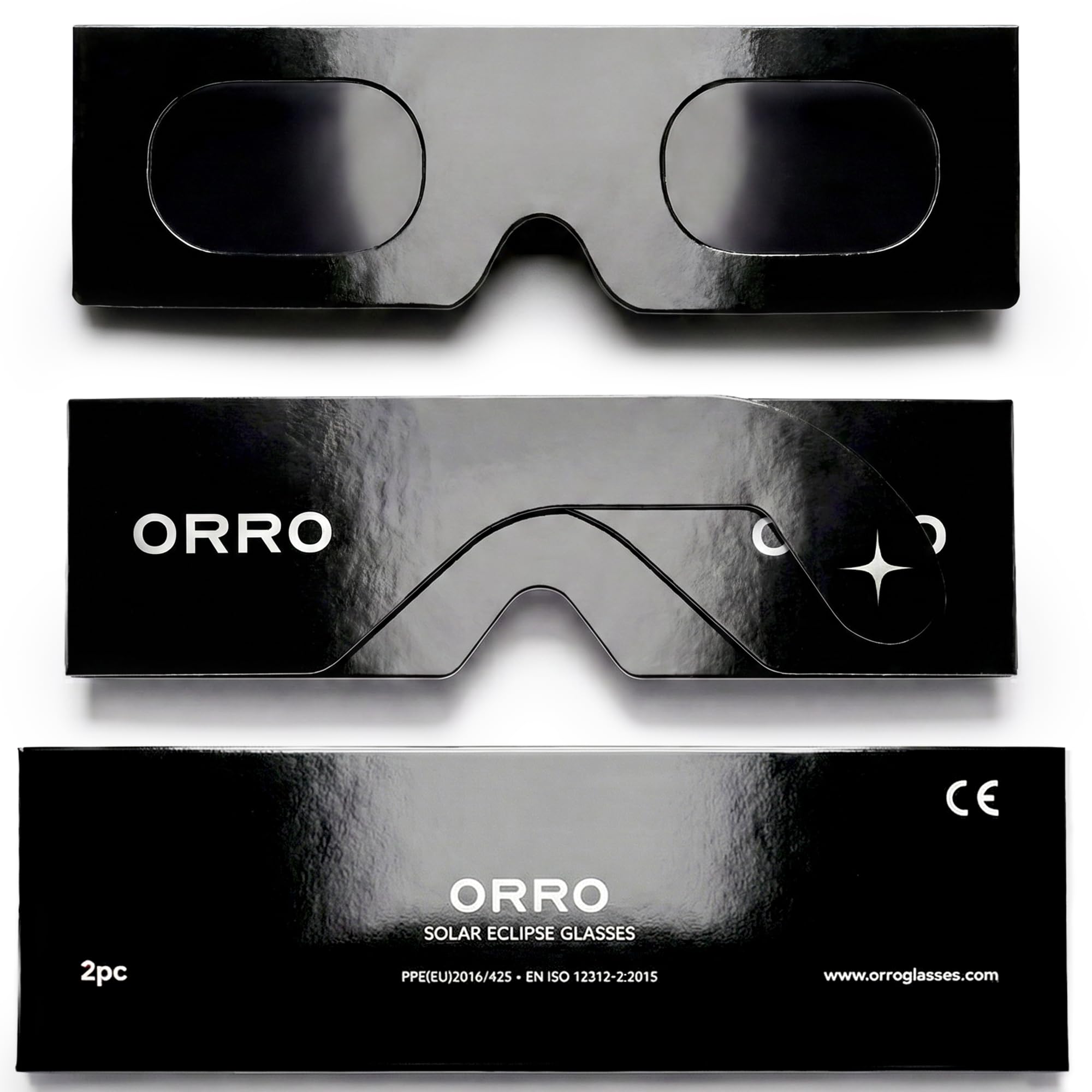 ORRO 45mm Solar Eclipse Glasses, 2/6/12 Pack, Fits Over Optical Glasses, Certified Eye Protection, EN ISO 12312-2:2015 Tested, CE Marked - Edge Fit