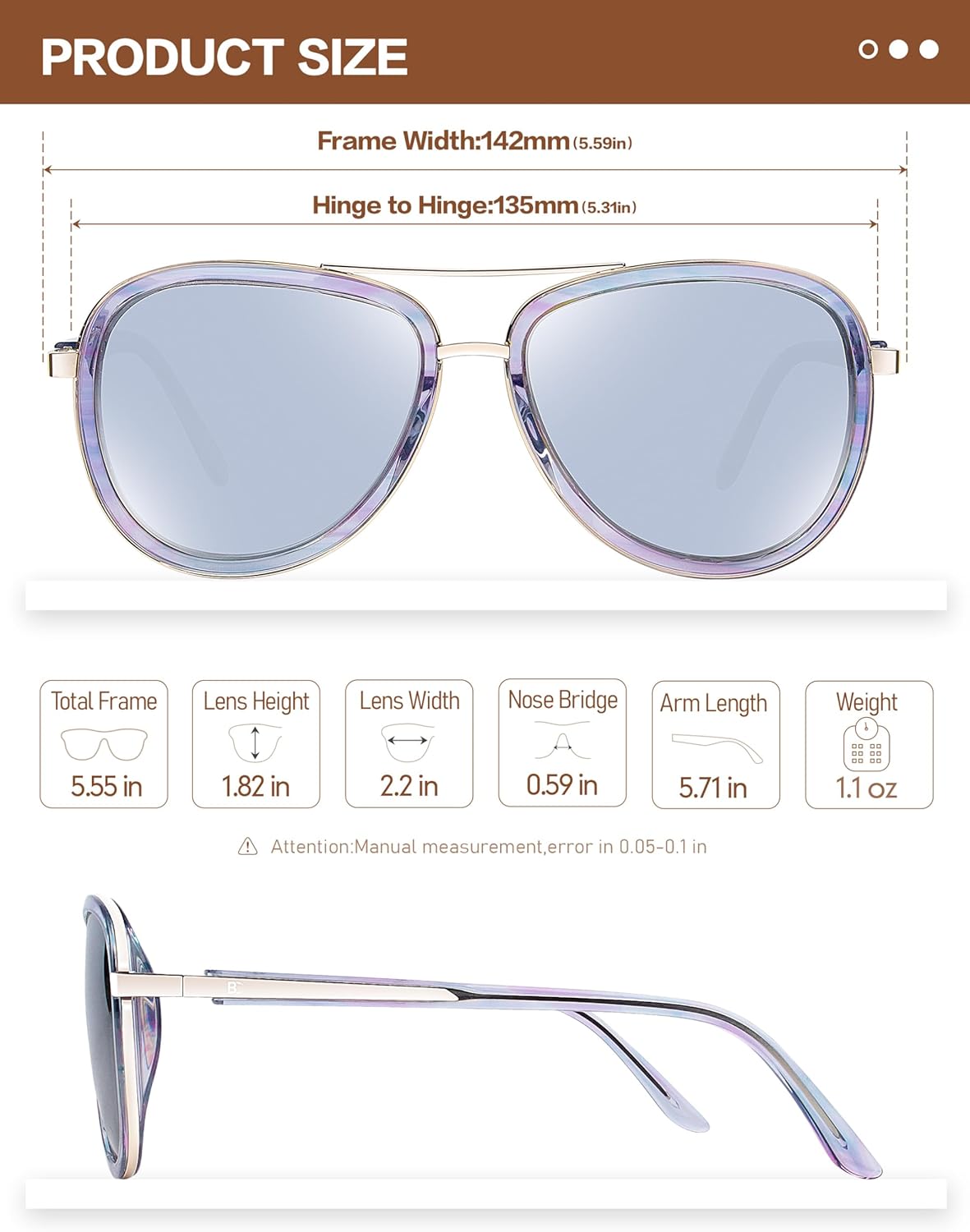 BIRCEN Polarized Sunglasses for Women UV - Protection Womens Retro Mirrored Shades with Acetate Frame BC2001 - Image 4