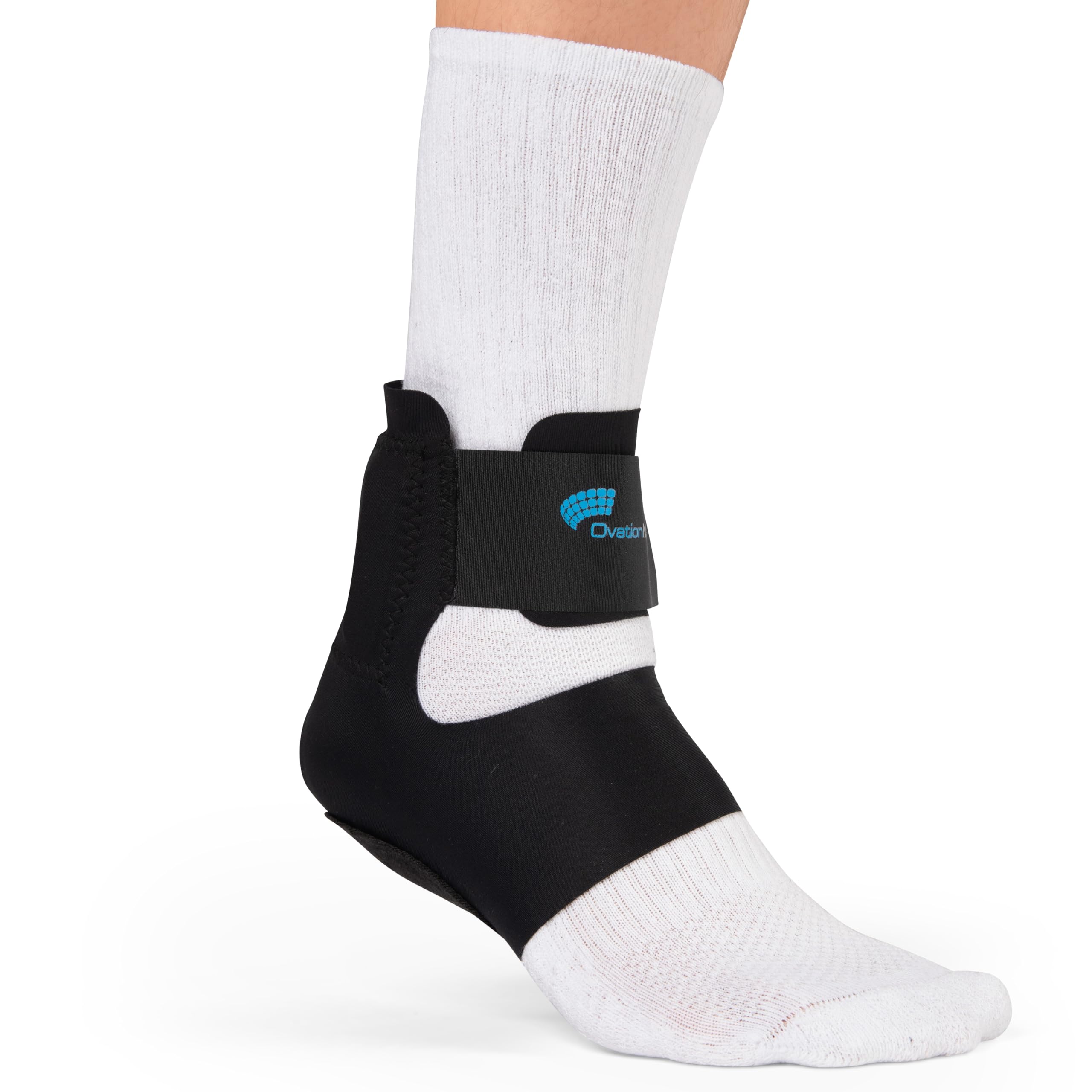 Ovation Medical Step Free Ankle Stabilizer Brace - Massage-Like Ankle Compression for Daytime Heel Pain and Plantar Fasciitis Relief - Lightweight, Low Profile Ankle Support Brace (Large)
